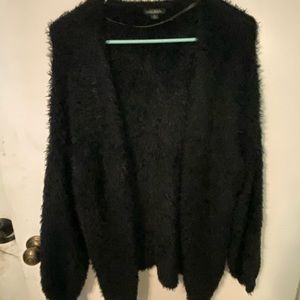 Dark navy almost black fuzzy cardigan